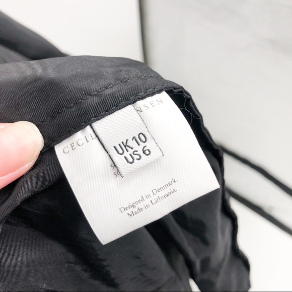 Cecilie Bahnsen Esme Black Tiered Layered Puff Sleeve Midi Length Dress US 6 - Picture 5 of 9